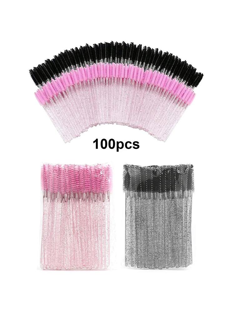 100 шт. Одноразовые щеточки для ресниц, щеточки-тубы, микро-щеточки для туши, расчески. Оптовая продажа для наращивания ресниц, макияжа, косметические инструменты Nylon
