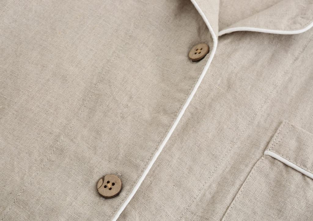 RAKUYUME Linen Long Sleeve Loungewear for and and Size Women's Pajamas, Spring, Summer, Autumn, Winter, Moisture-Wicking Quick-Drying (Light Khaki, M)