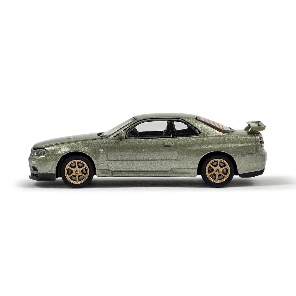 PAUDI MODEL 1/64 Diecast Model Car GT-R R34 Skyline 2000 Nissan V Spec II (Green)