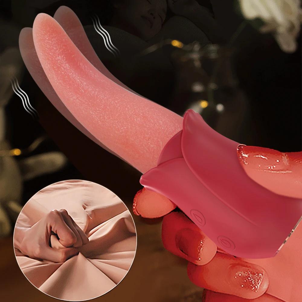 Realistic Licking Tongue Rose Vibrator for Women Clitoral Stimulation Adult Sex Toys 18+ Female Couples Pleasure