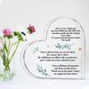 2D Flat Mom Gift Acrylic Heart Desktop Decoration Plaque, Home Decor Plaque Hanging Wall Art Decorative Garden Decoration for Room Door Signs Hanging
