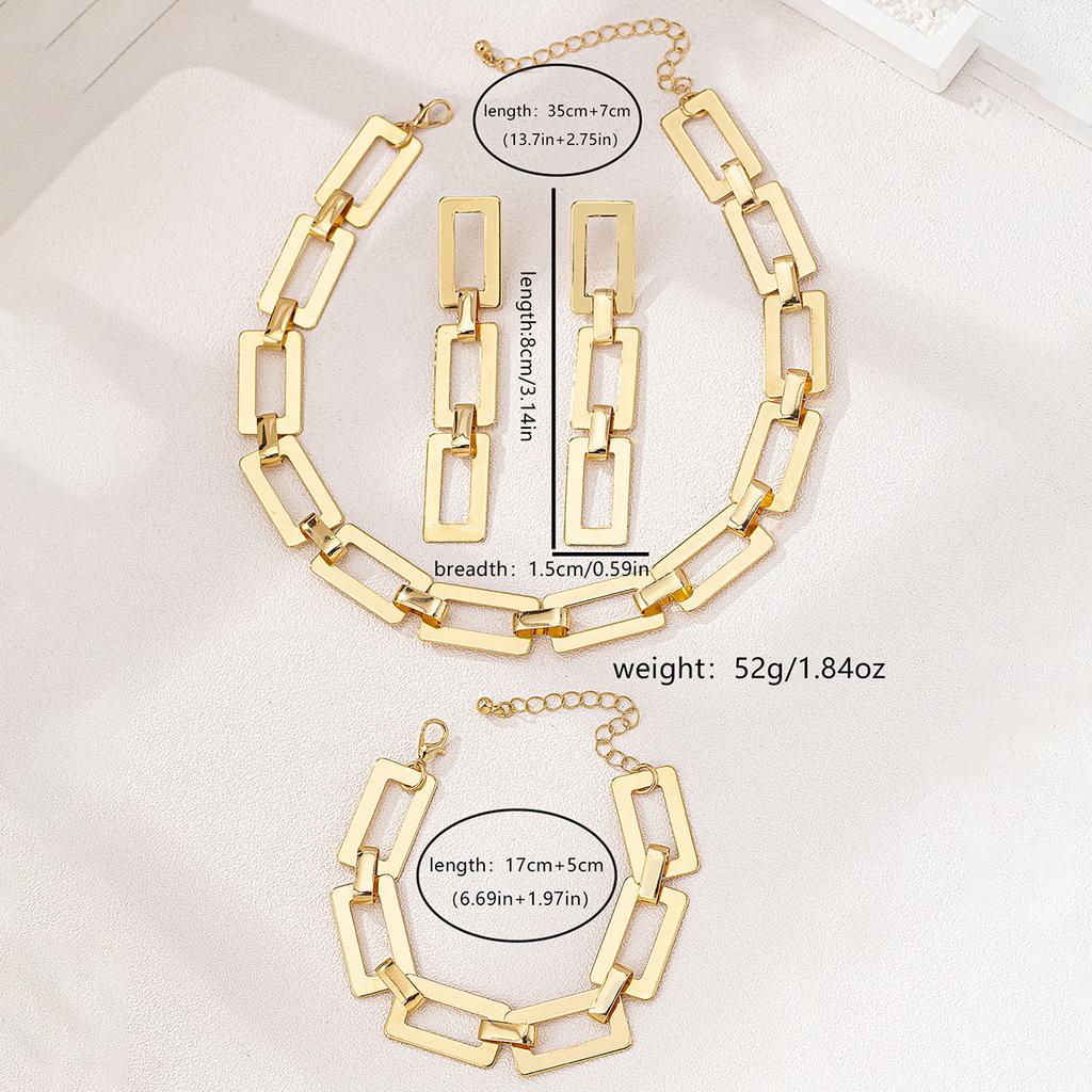 Fashion Geometric Necklace Earrings Bracelet Set