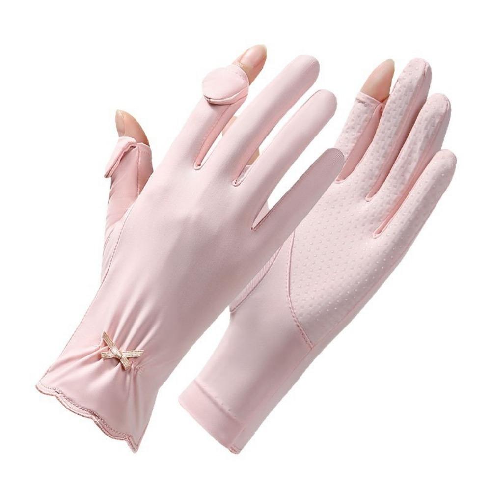 Sun Protection Women Sunscreen Gloves Thin Summer Driving Mittens Ice Silk Riding Gloves  Driving