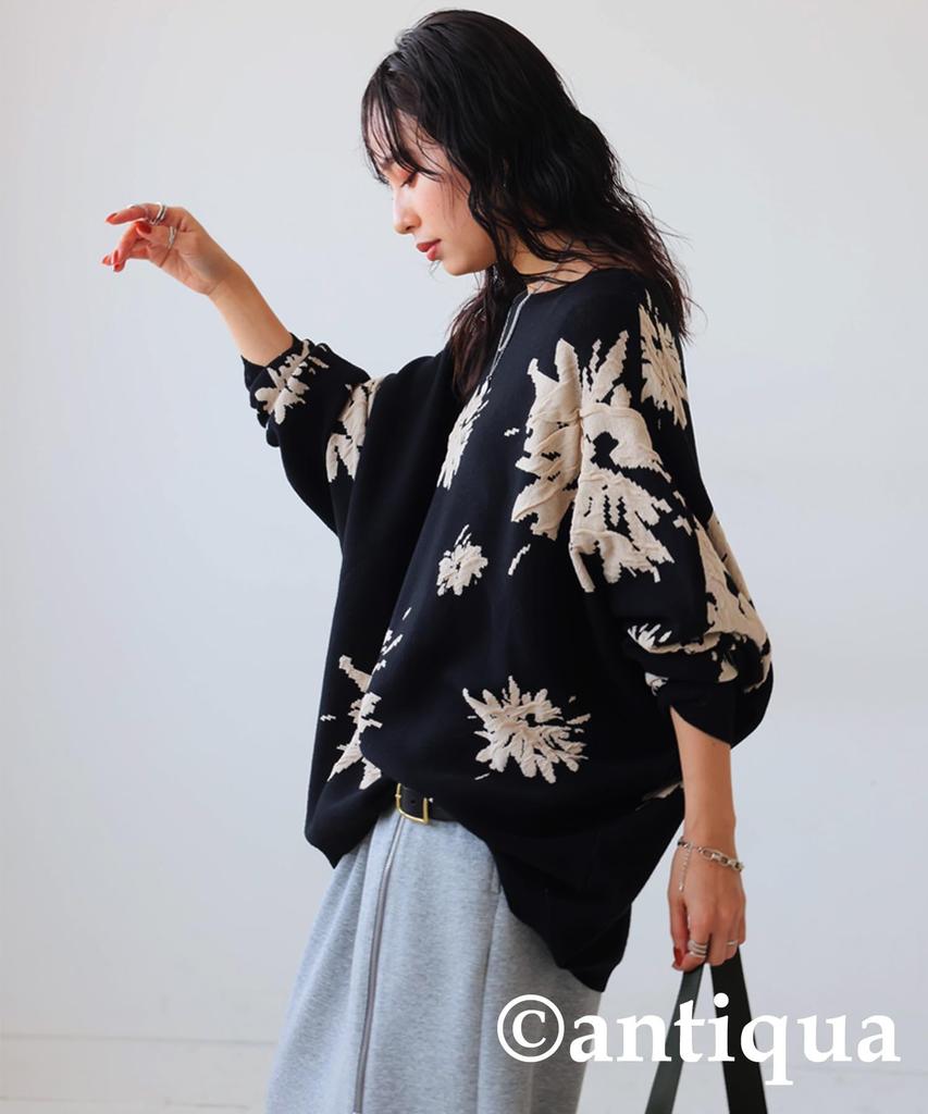 antiqua Dolman Knit Long Free Size Black Women's Top, Sleeve, PN-00466, 05,