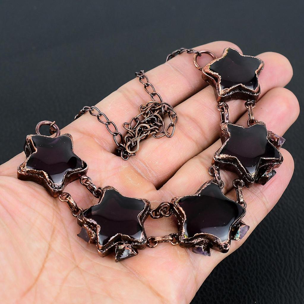 Amethyst Halskette Schmuck, Handgefertigte Schöne Halskette Schmuck Kupfer Galvanisch geformt, Verstellbarer Edelstein Schmuck Für Sie