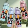 1 PZ Gruppo Bulldog Francese Arte 750ml Plastica Colorata Borraccia Sportiva Tappo a Vite Anti-perdita con Cannuccia Pieghevole Adatta per Sport Ufficio Uso Domestico