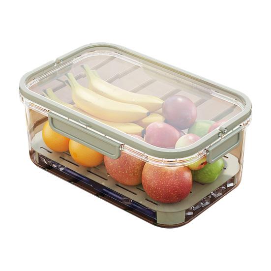 Органайзер для холодильника с крышкой Штабелируемый ящик для хранения в холодильнике для еды напитков овощей контейнеры для фруктов не содержащие BPA с дренажной пряжкой уплотнительной ручкой зелёный 1355₽