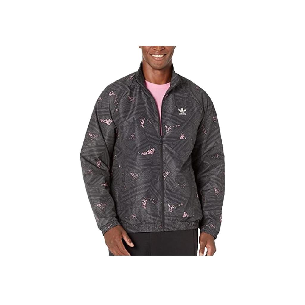 Adidas Originals Trefoil Logo All Over Print Zip Jacket Men Jacket Black HK7359