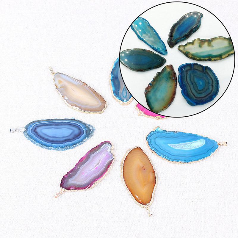 Creative Necklace Accessories Irregular Polished DIY Pendant Natural Agate Healing Reiki Stone Crystal Slice 1PC Brazil