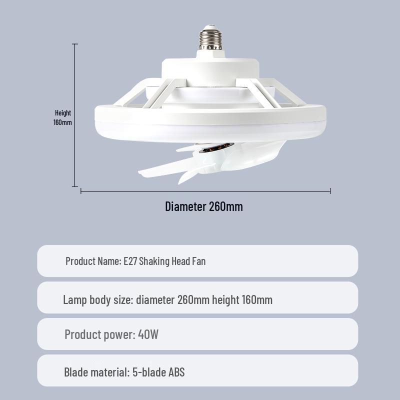 360° RGB Rotating Fan Light with Remote, E27 Base, Stepless Dimming, Three-Color Control