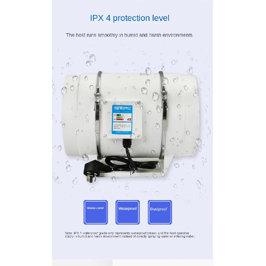 3''4''5''6'' Exhaust Fan Silent Inline Pipe Duct Fan Bathroom Extractor Ventilation Kitchen Toilet Wall Air Clean Ventilator