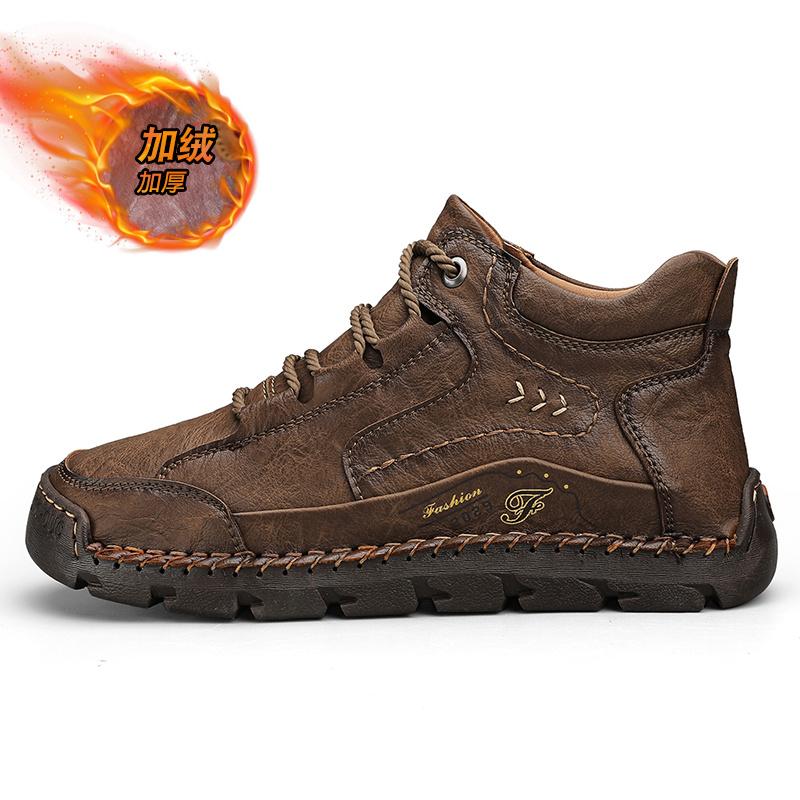 

Fashion Golden Sapling Ankle Boots Men Retro Leather Shoes Fashion Men s Winter Boots Leisure Outdoor Trekking Footwear Casual Work Shoe 48