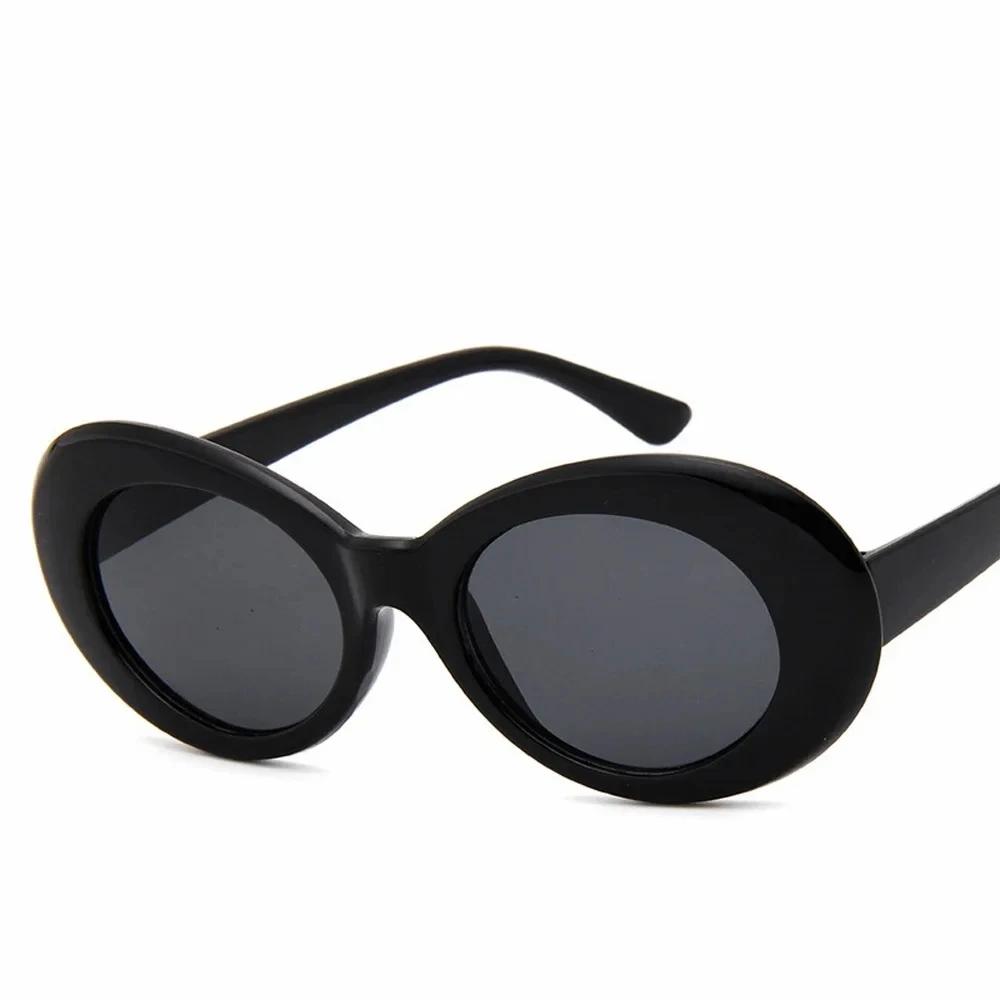 Goggle Glasses Oval Sunglasses Ladies Trendy Hot Vintage Retro Sunglasses Women'S White Black Eyewear Uv