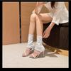 High-Top Round-Toe Stretch Fabric Stiletto Ankle Boots 2025 Summer Toe-Exposing Plus Size Outdoor High Heels for Women