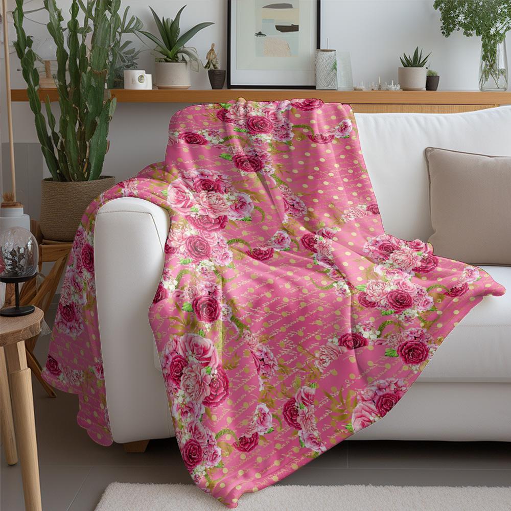 Blumenmuster Fleece-Decke Weich Warm Gemütlich Bettüberwurf für Damen Mädchen Geschenk