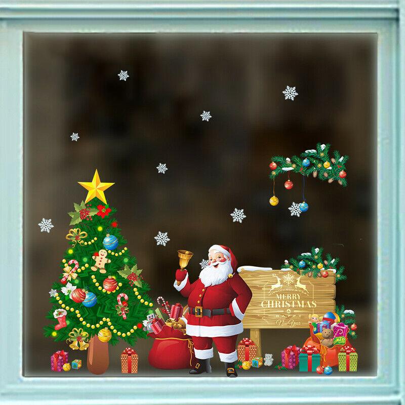 2022 Merry Christmas Tree Wall Stickers Decals XMAS Home Shop Window Decor