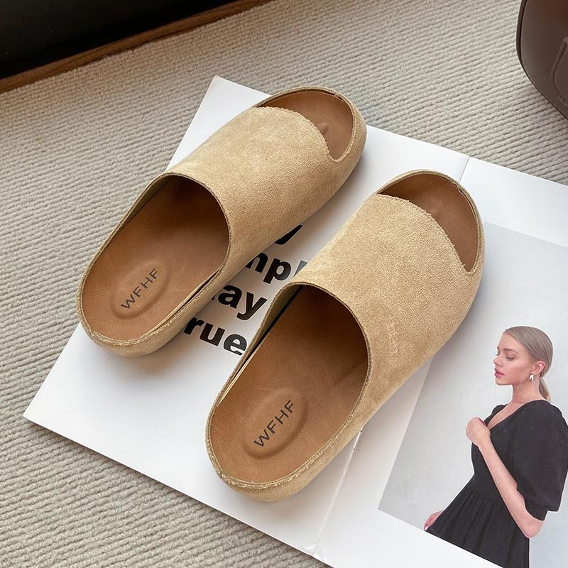 2025 Suede Women's Clog Slippers Cork Footbed Beach Slippers Cork Non-Slip Women's Clog Slippers with Arch Support