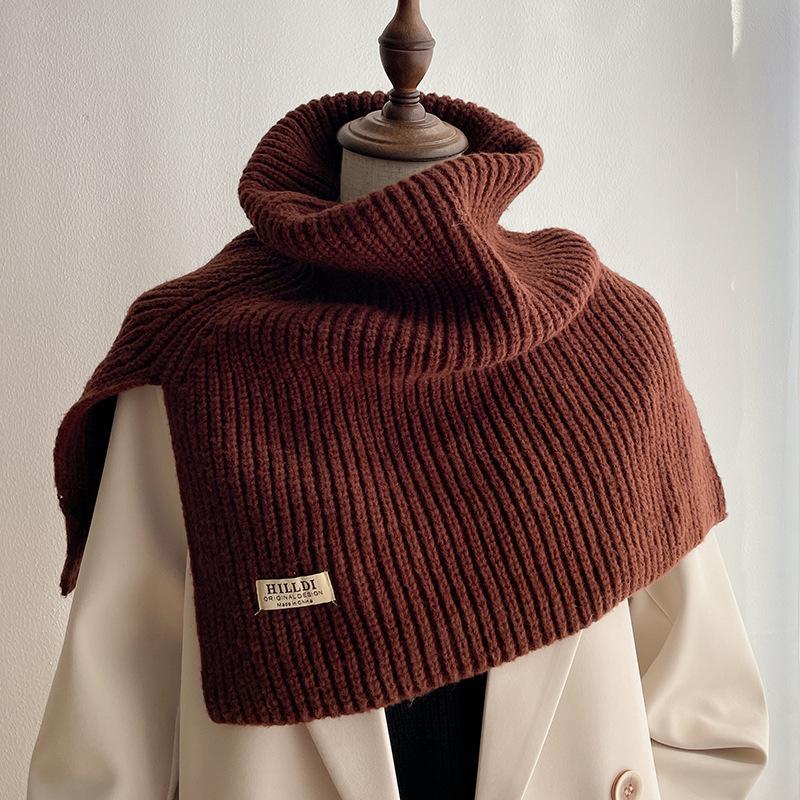 

Новый теплый шарф на осень и зиму, женский корейский вариант, защита шеи и от холода, декоративная вязаная шаль One Size