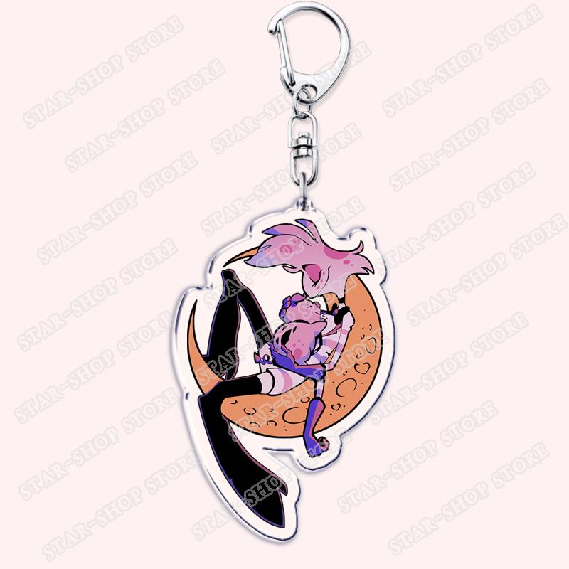 Heiß Populär Anime Cartoon Dämon Figur Schlüsselanhänger für Zubehör Tasche Angel Dust Schlüsselanhänger Ring Schlüsselring Schmuck Fans Freunde Geschenke