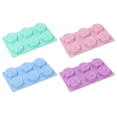Silicone 6 Cavities Rose Shape Cake Ice Cream Chocolate Mold Soap Cupcake Bakeware Baking Dish Cake Pan Mould
