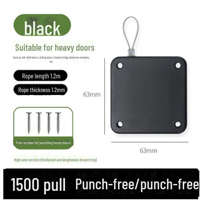 Bezhlučný automatický dveřní zavírač bez nutnosti vrtání: Jednoduchý tlumič pro domácí dveře, posuvné a zavírání pomocí tažného lanka
