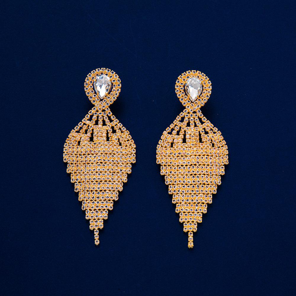 European & American Style Shiny Zirconia Diamond Tassel Earrings: Trendy Rhinestone Fashion
