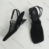 Fashion Weave Mesh Women Heeled Sandals Hollow High Heels Shoes Woman Square Toe Slingback 2025 Summer Trend Beach Pumps Sandalias Mujer