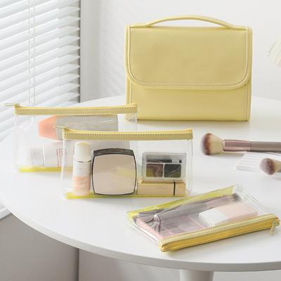 Travel Cosmetic Bag with 3 Removable Pockets Large Capacity Zipper Closure Waterproof Makeup Organizer Toiletry Bag