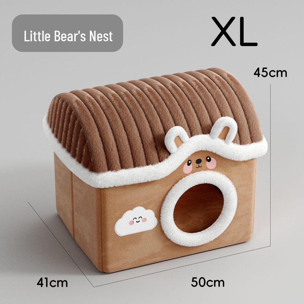 Vier Jahreszeiten Halboffenes Warmes Katzenbett für Komfort und Sicherheit