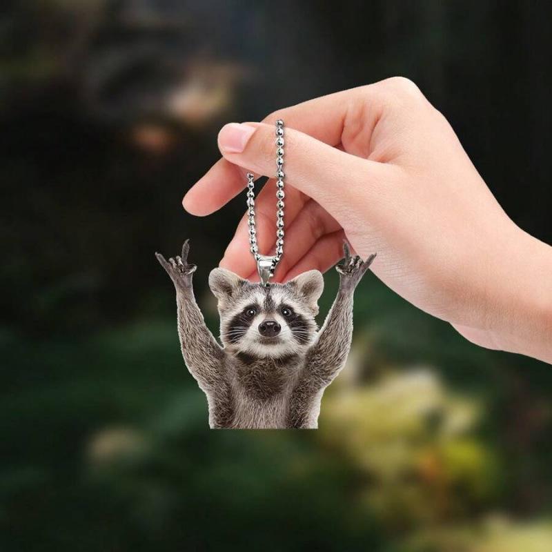 Acrylic Raccoon Rearview Mirror Hanging Ornament