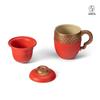Edenus Dragon Master Ceramic Office Tea Cup with Vermilion Glaze