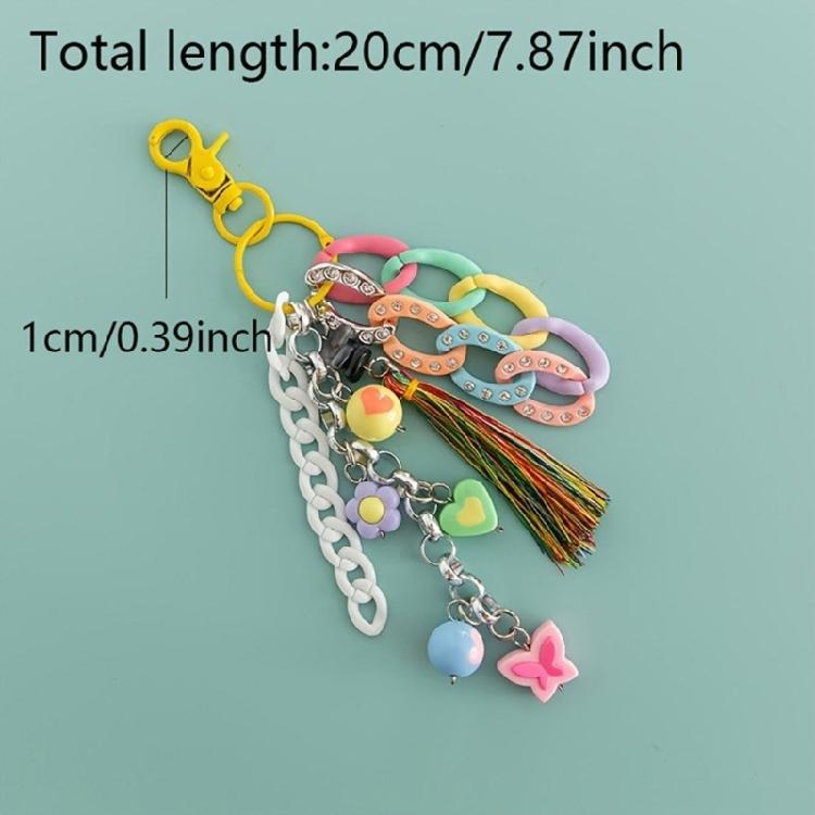 Artisanal Acrylic Key Pendant Accessory Elegant Acrylic Keyring With Tassels Beadwork Fashionable Keychain for Purse Bag