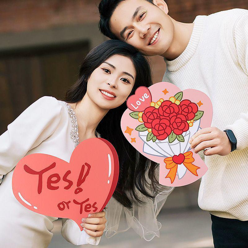 Bridal Party Wedding Photo Props: Bride, Bridesmaid & Groomsman Handheld Signs for Group Photos & Proposal Games