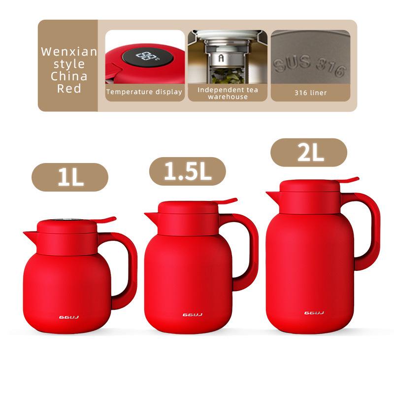 316 Stainless Steel Insulated Water Bottle with Tea Separator, Large Capacity