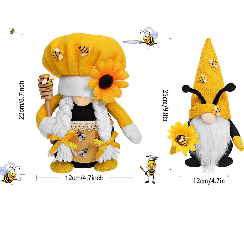 Bees Gnome Soft Plush Toy Handmade Spring Bees Elves Decoration Festive Gifts