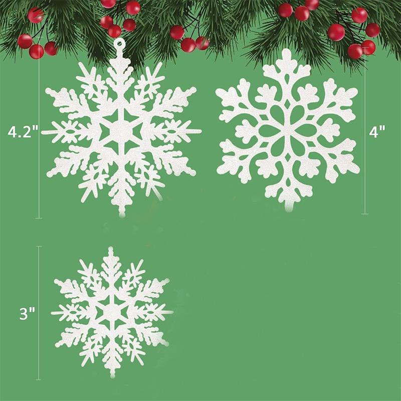 12Pcs Paper Snowflakes Christmas Tree Decorations Pendant Ornaments Glitter White Snow Flakes Indoor Winter Home New Year Decor