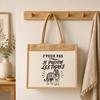 Cabas en jute - PLANETEE - J'peux pas minimaliste - Toile de jute &amp; coton - 21 L - Illustration trait noir