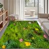 Tappeto Stampato HD con Fiori su Erba Verde, Tappeti da Cucina, Tappetino Yoga, Tappeto Decorazione Casa Primaverile, Tappeto per Area Gioco e Lettura Bambini