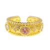 Medieval Bauhinia Flower Gourd Open Ring Women'S Light Luxury Niche Exquisite Pink Zircon High-End Chain Ring