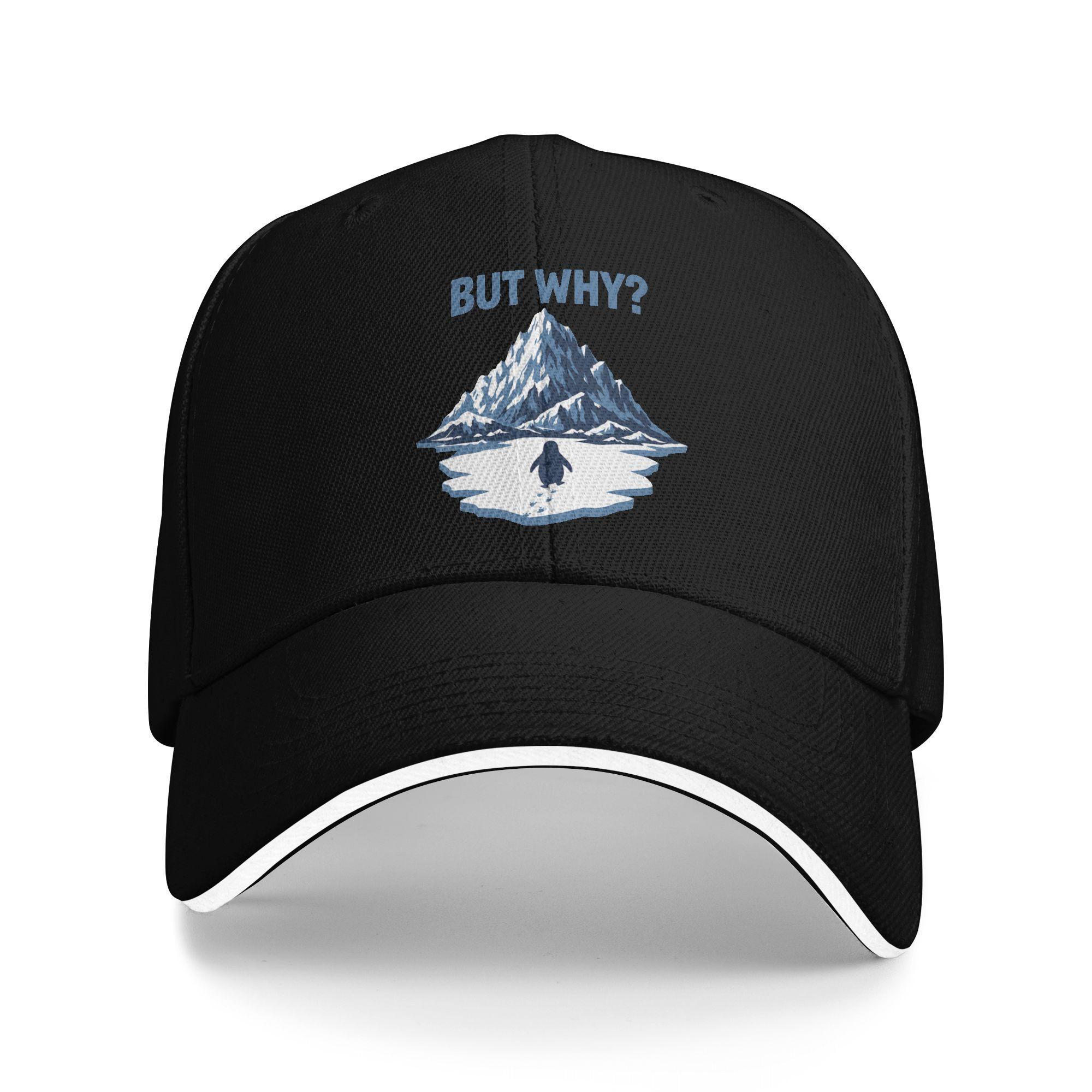 

Penguin But Why Funny Mountain Snow Winter Graphic Casual Baseball Cap Outdoor Sport Trucker Hat Summer Sun Men Baseball Caps One Size чёрный