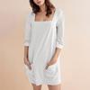 Women's Fashion Casual Solid Color Square Neck 3/4 Sleeve Short Dress