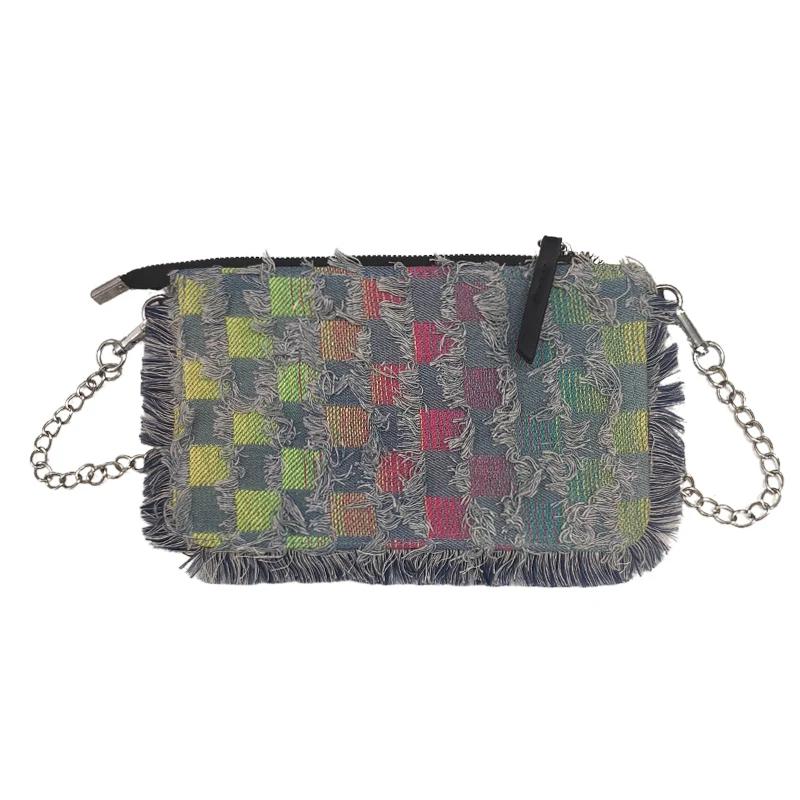 Women's Shoulder Bags New Fashion Crossbody Bags Mini Pattern Denim High Quality Trendy Chain Color Matching Handbags for Women
