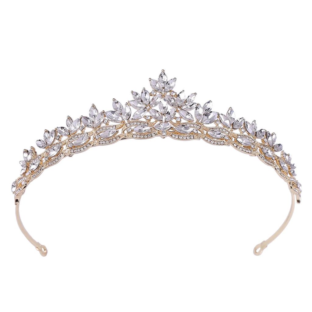 European Style Bridal Simple Crown Tiara Multi Color Alloy Rhinestone Crown Hair Accessories Dress Dinner Hairstyle Accessories