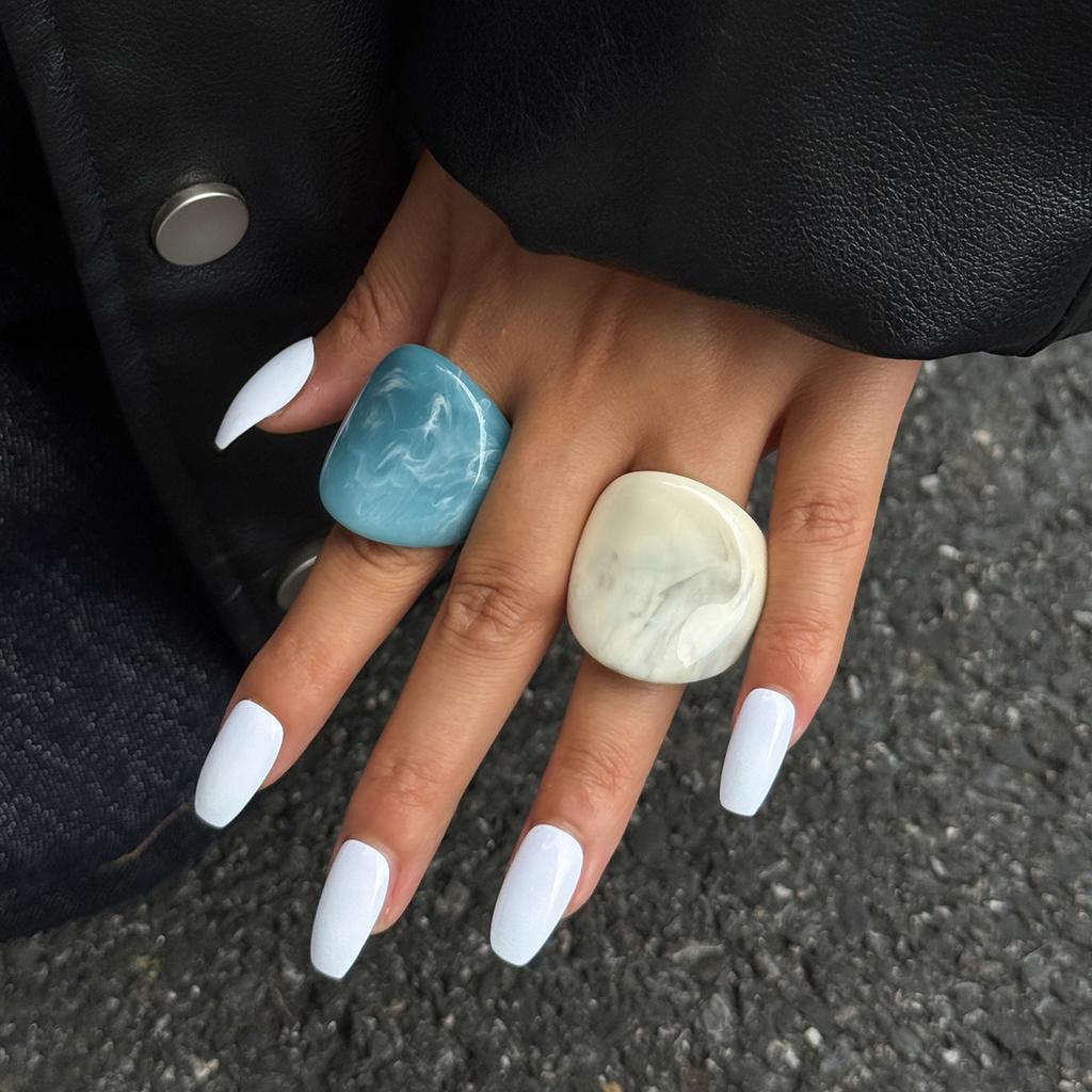 Korean Colorful Acrylic Rings Vintage Round Rings for Women Big Kpop Finger Ring Punk Resin Knuckle Joint Ring Aesthetic Jewelry