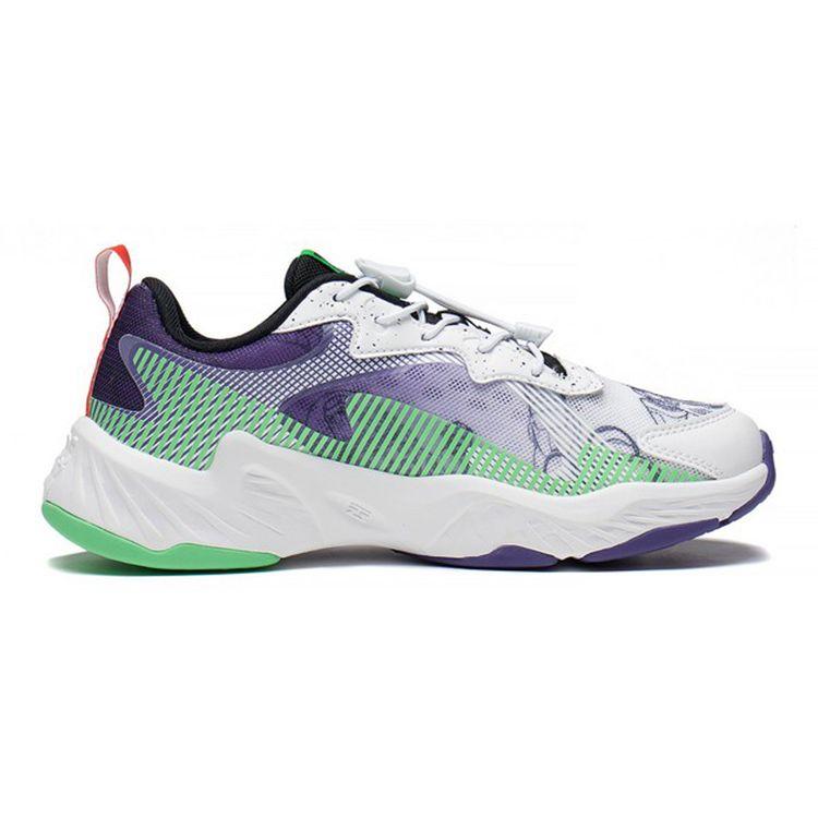 Li Ning Disney X  Shock Absorbing Rebound Sports Casual Shoes Buzz Lightyear Kids Sneakers White Purple Green YKCS168-1