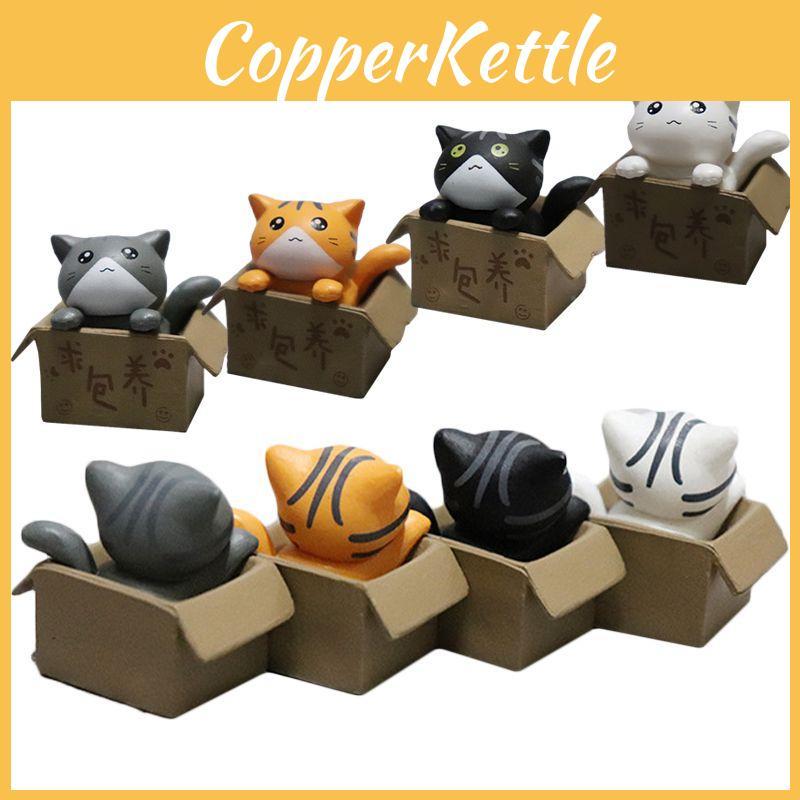 Niedliche Cartoon-Katzenfiguren zum Sammeln und Dekorieren Set mit 4