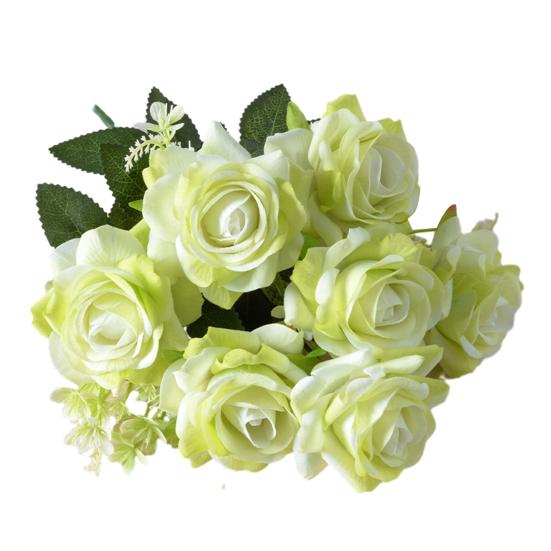 7-Head Artificial Rose Realistic Fake Flower Bouquet Home Office Wedding Party Indoor Outdoor Faux Bloom Table Centerpiece Decoration