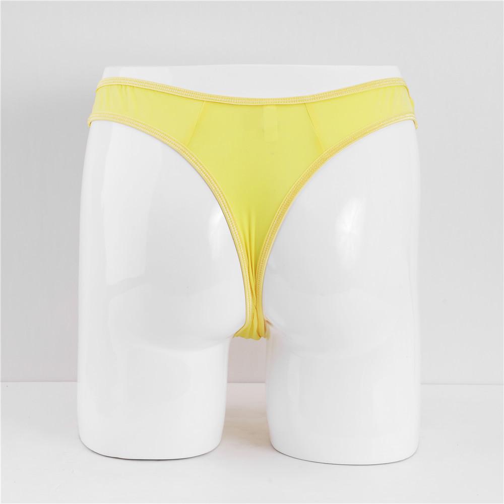 Penis Hole Lingerie Underwear Men Sexy Expose Cock G-String Open Crotch Pouch Underpant Gay Panties Ice Silk T-Back Thong