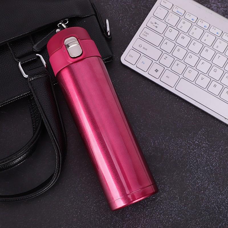 500ml 304 Stainless Steel Vacuum Insulated Bottle, Leakproof One-Touch Flip-Top Flask for Car Office Travel 500ml красный