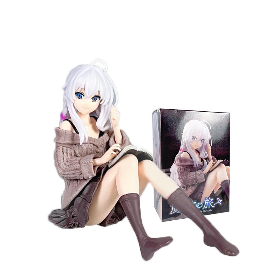 Anime Wandering Witch The Journey of Elaina Figure Elaina Knit Dress Sitting Posture Action Figure PVC Model Toys Collection
